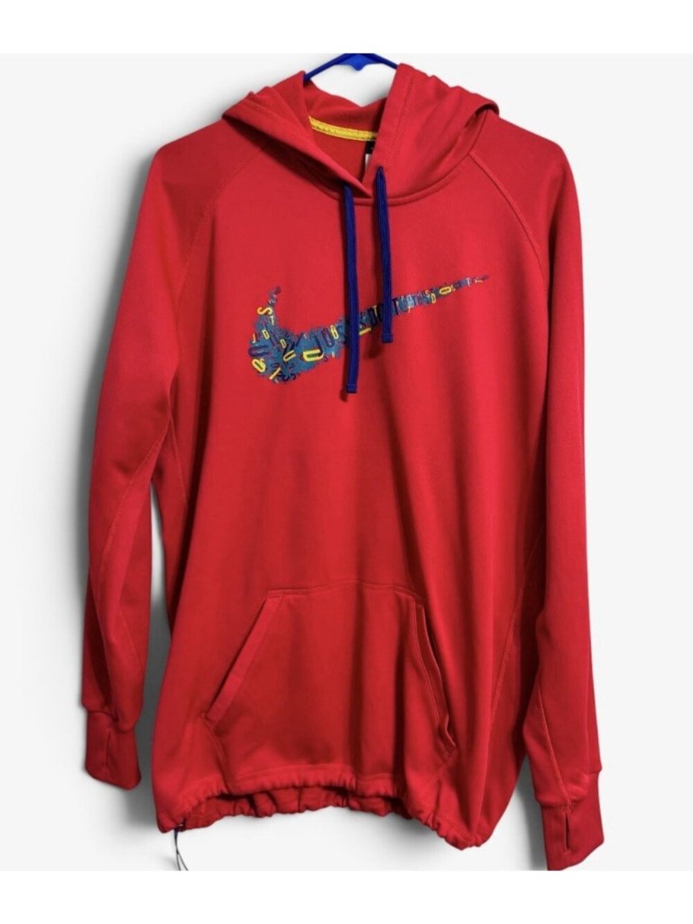 2/$30 Nike Therma-Fit Hoodie XL Red Just Do It Center Swoosh Thumbholes